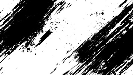 Abstract black brush strokes on white background design texture. Vector grunge brush strokes texture rough black scratches for wallpaper, paint splatter template, dirt banner, watercolor design.