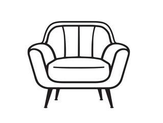Elegant single club armchair in flat line format