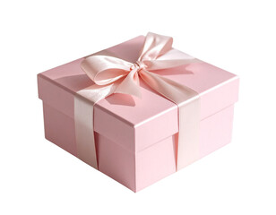 Obraz premium Elegant pink gift box with ribbon bow