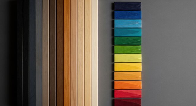 Aesthetic demonstration of wood and color gradients for design and architecture decisions with a