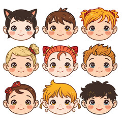  Cute cartoon vector characters set against a clean white background