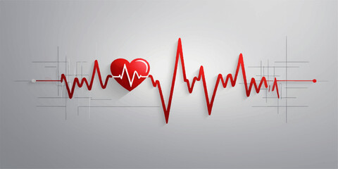 An animated medical chart showing a red heart beat on an ECG graph with an arrow pointing to a healthy pulse