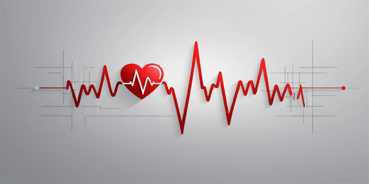 An animated medical chart showing a red heart beat on an ECG graph with an arrow pointing to a healthy pulse