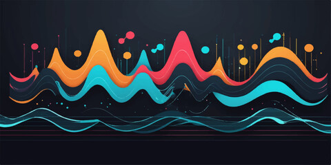 Abstract Christmas vector illustration with blue winter wave pattern and forest nature background