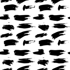 Seamless pattern of black ink brush strokes vector background for artistic design element and texture effect