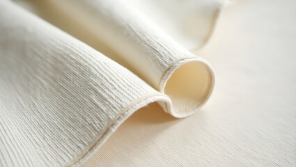 Close-Up of Corded Piping on Textured Cotton Duck Fabric with Soft Folds and Natural Weave Pattern