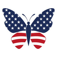 American flag in the shape of a butterfly with wings vector 