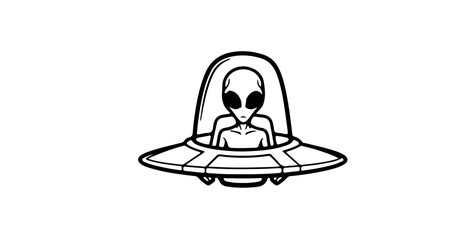 Alien ufo spaceship drawing vector illustration extraterrestrial flying saucer space exploration clip art object