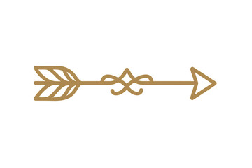 Simple golden arrow pointing right on a transparent background, perfect for various design projects