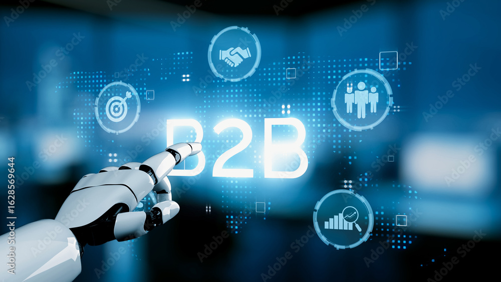 Poster ai-driven b2b strategy revolutionizing business operations through intelligent automation, real-time