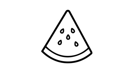 Watermelon slice outline drawing vector illustration summer fruit icon simple black and white design graphic 100
