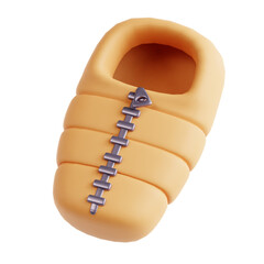 Yellow Sleeping Bag with Metallic Front Zipper