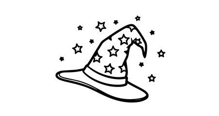 Wizard hat with stars vector illustration for halloween costume and magical theme graphic design element
