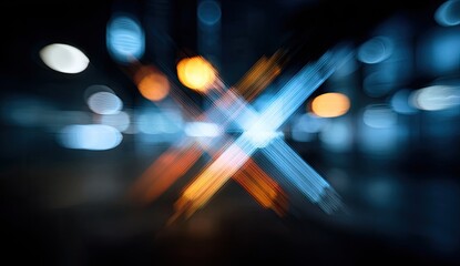 Abstract night scene with blurred light trails