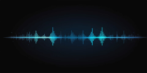 Fototapeta premium Blue sound wave digital equalizer with a vector music waveform illustration