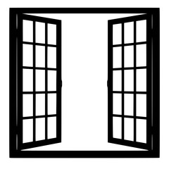 Open Window Icon with Grid-Pane Design and Double Frame
