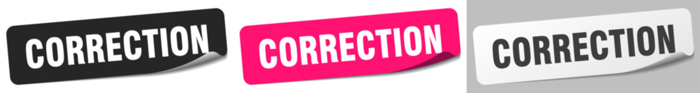 correction sticker. correction sticker set on white background