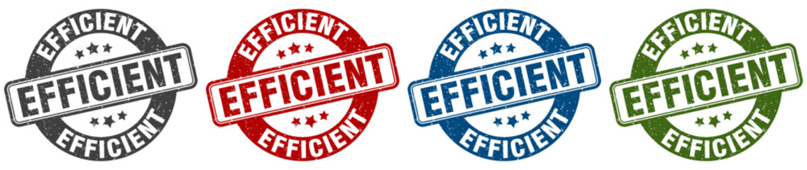 efficient stamp. efficient round stamp set isolated on white background