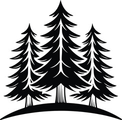 Fototapeta premium Black pine trees on white background forest nature