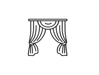Minimal line curtain illustration in flat vector format