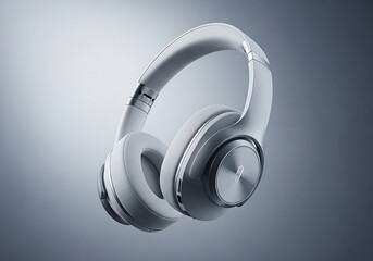 Modern Wireless Headphones in Elegant White and Silver Design for Immersive Audio Experience and Noise Cancellation Technology
