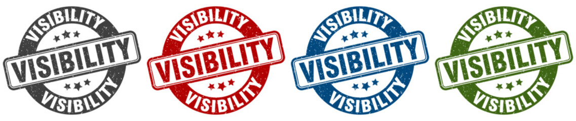 visibility stamp. visibility round stamp set isolated on white background