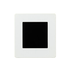Single 35mm photographic slide with blank film in a white cardboard frame, top-down macro shot, isolated on a transparent seamless background, bright shadowless studio lighting, high contrast. Concept