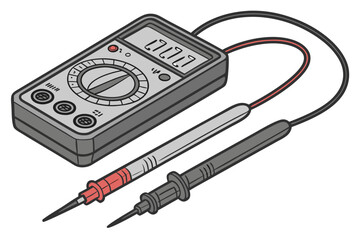 Digital multimeter with test leads isolated on white background