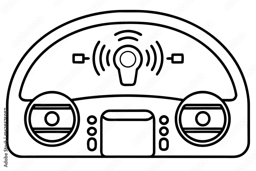 Poster simple line drawing of a remote control for a drone or rc vehicle isolated on white background