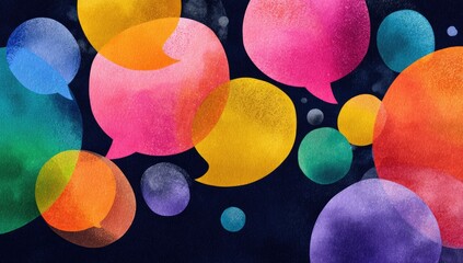 Colorful speech bubbles on dark background
