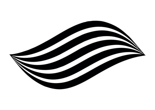 Abstract black and white curved stripes flowing motion silhouette