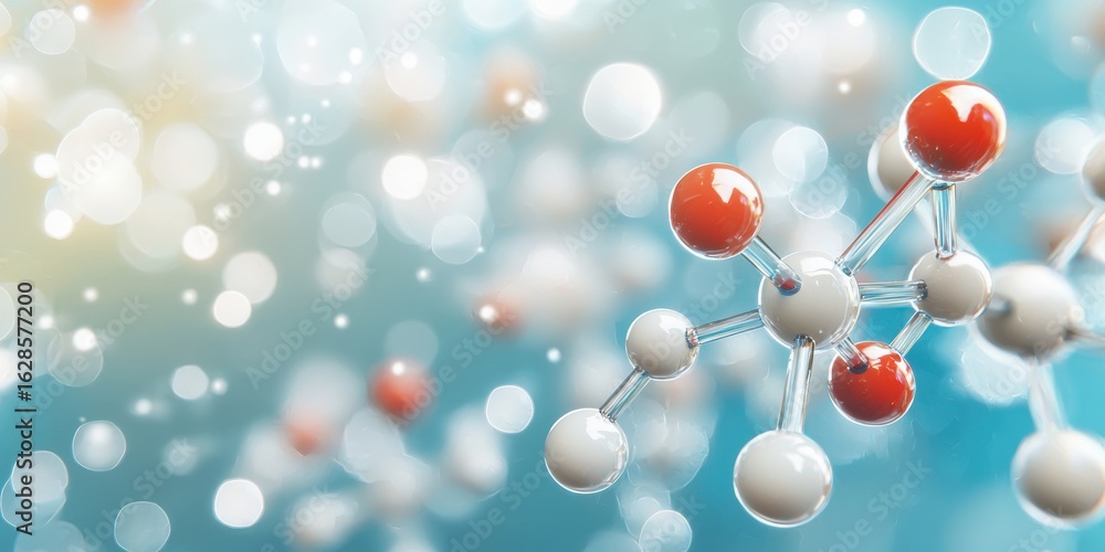Aufkleber engineer chemical simulation concept. abstract molecular structure on a colorful blurred background.