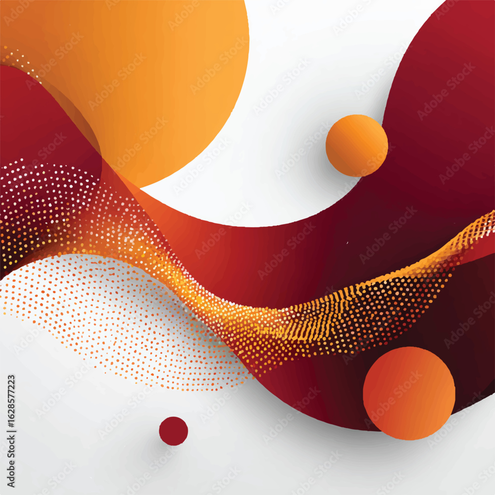 Poster abstract geometric background with waves circles and dots in warm colors for modern design and creat