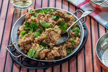 Spiced chicken and date pilaf