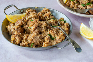 Spiced chicken and date pilaf