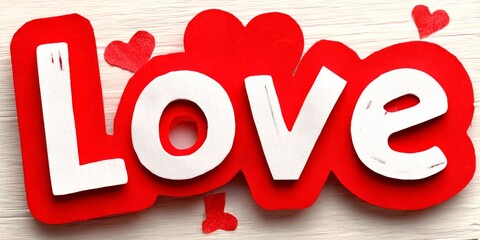 Diseño vectorial de corazón rojo con la palabra amor en corte, ideal para decoraciones románticas