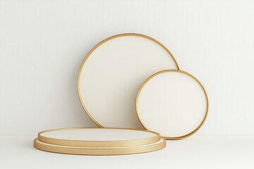 Minimalist round podium isolated on white background for product presentation