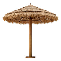 Tropical thatch umbrella isolated on transparent background