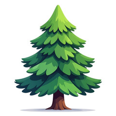 Obraz premium Stylized green coniferous tree with a dark trunk on a black background
