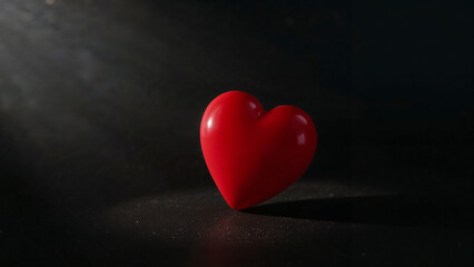 Obraz premium Heart Shaped Red Object Glowing on Dark Surface