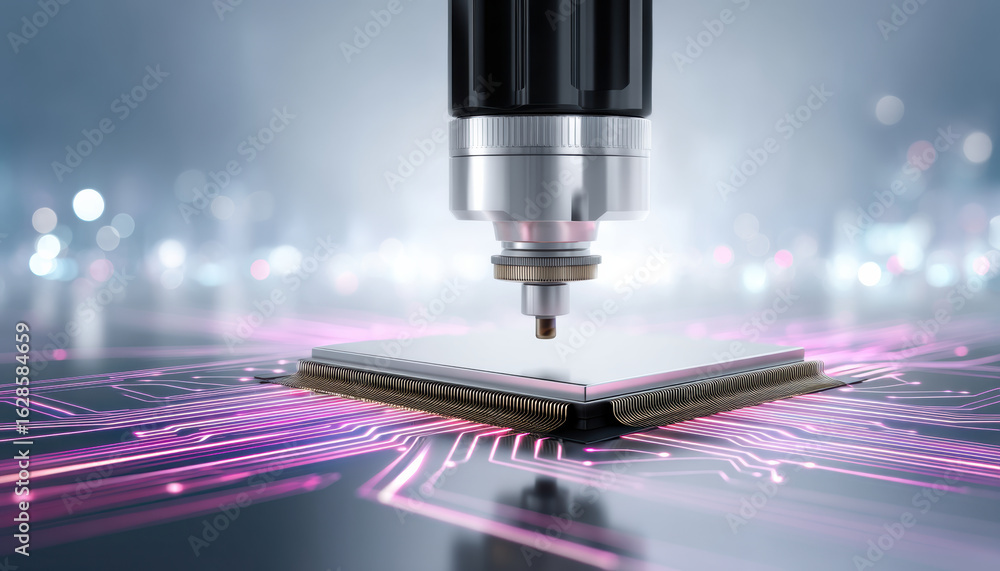 Aufkleber high precision semiconductor manufacturing process with advanced machinery and glowing circuit board