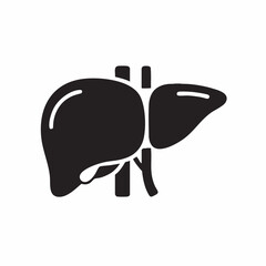 This minimalist black silhouette icon represents the vital human liver, a crucial organ for detoxification and overall well-being.