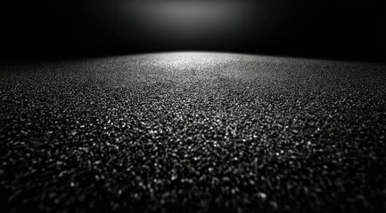 Dark asphalt surface, spotlight illuminating horizon