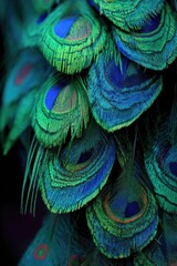Obraz premium Close-up of vibrant peacock feathers (4)