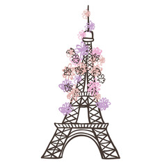 Illustration of Eiffel Tower. Vector Graphic on the white Background.
