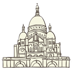 Illustration of Montmartre. Vector Graphic on the white Background.