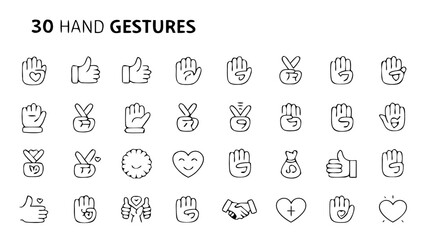Hand gestures vectors set