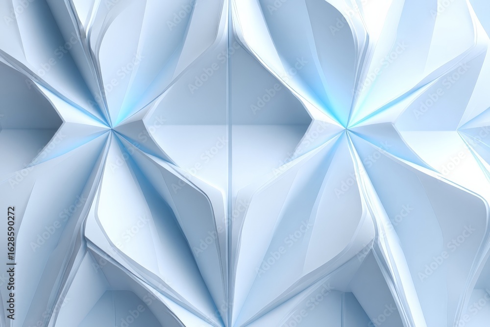 Poster textured wall design featuring intricate three-dimensional patterns illuminated by soft blue light i