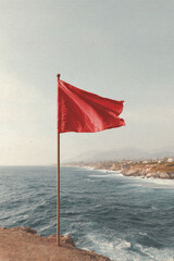 red flag on the beach