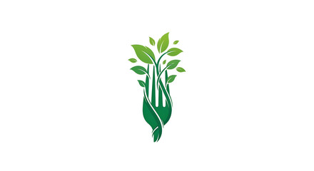 Modern organic food logo featuring a vibrant green fork intertwined with lush leaves for health and wellness brands, restaurants, or sustainable agriculture initiatives